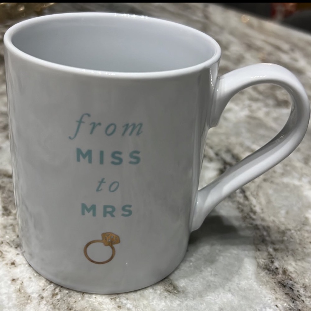 White bridal coffee mug “from miss to Mrs”